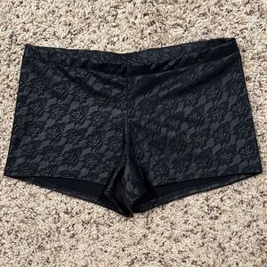 Size medium faux leather floral and lace mini shorts